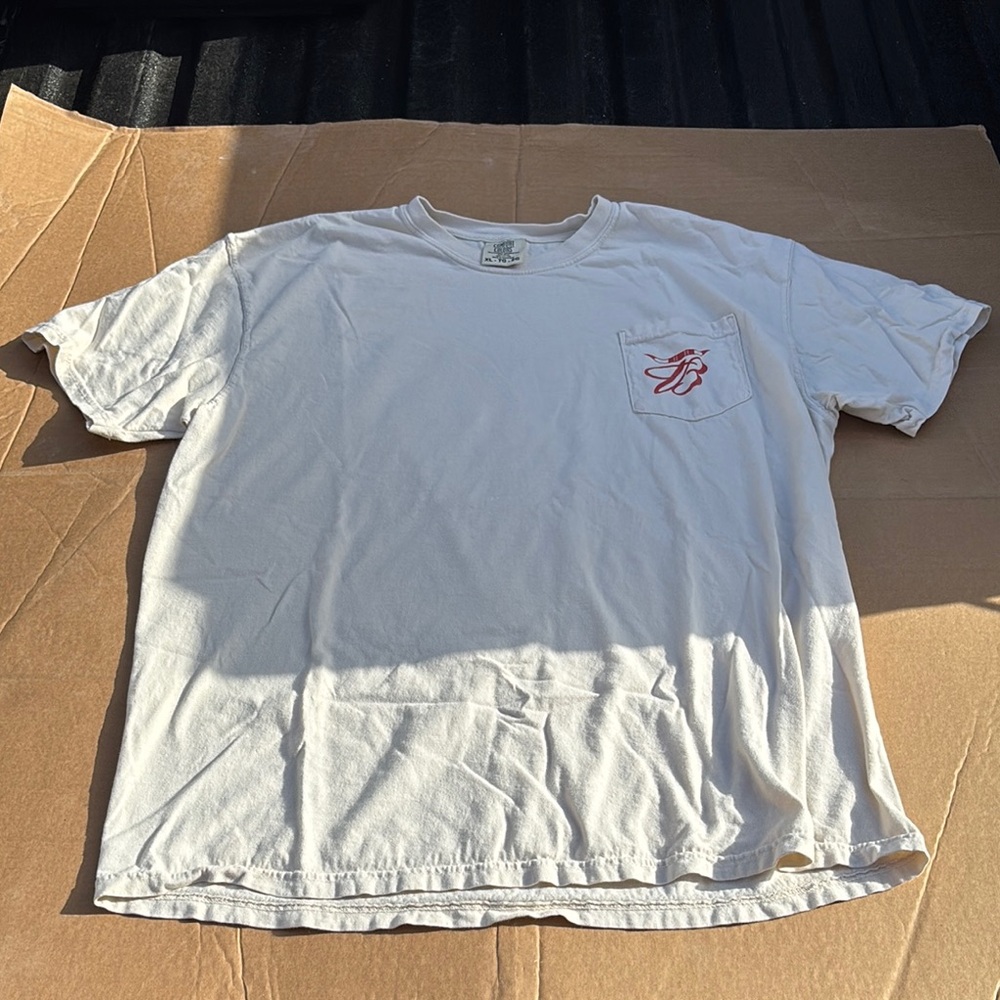 Comfort Colors Red and White Short Sleeve tee barstool